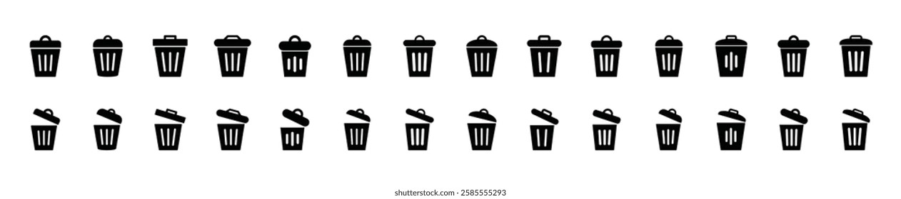 Set of trash can icon symbol vector on white background