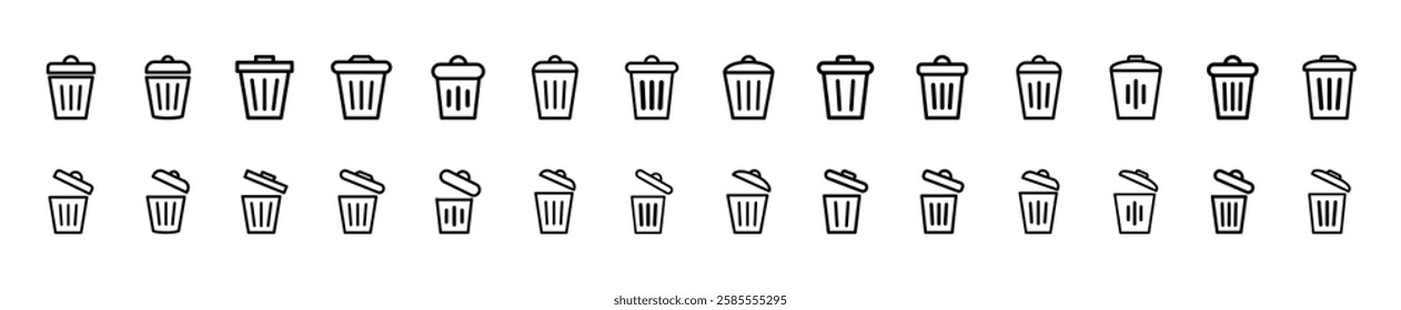 Set of trash can icon symbol vector on white background