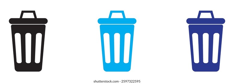 Set of trash can icon symbol vector on white background