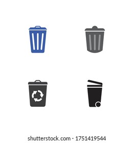 Set of trash can icon vector design template and symbol