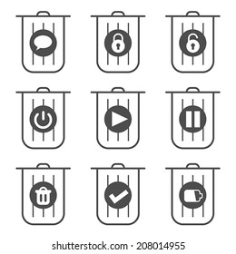 set of trash can icon, vector