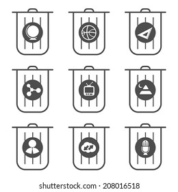 set of trash can icon, vector 