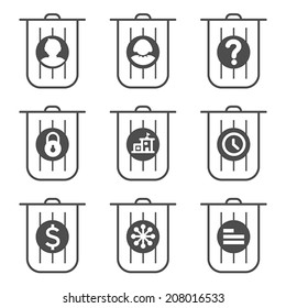 set of trash can icon, vector 