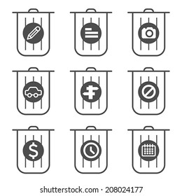 set of trash can icon, vector