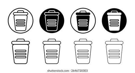 Set of Trash can icons thin flat simple illustration symbol