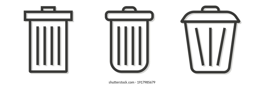 Set of trash can icons. Vector Illustration
