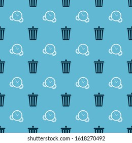 Set Trash can and Time Management on seamless pattern. Vector
