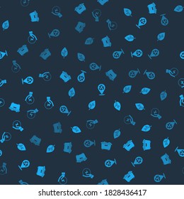 Set Trash can, Tree, Recycle and Lightning bolt on seamless pattern. Vector.
