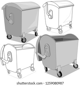 A set of trash cans. Isolated on white background. Vector illustration.