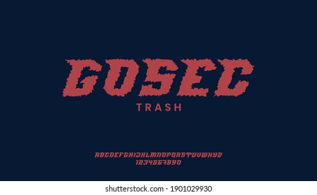 Set of trash font or typeface and number, suitable for horror or underground music theme