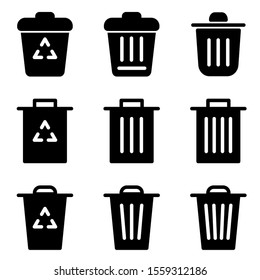 Set of trash icon with flat style icon for web site design, logo, app, UI isolated on white background. vector illustration