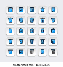 Set of Trash icon. symbol of delete or remove with trendy filled line style icon for web, logo, app, UI design. isolated on white background. vector illustration eps 10