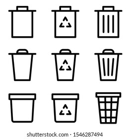 Set of trash icon. symbol of remove or delete with flat line style icon for web site design, logo, app, UI isolated on white background. vector illustration