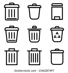 Set of trash icon. symbol of remove or delete with flat line style icon for web site design, logo, app, UI isolated on white background. vector illustration