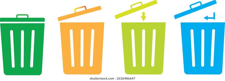 Set of trash red icons. Trash can sign, trash dustbin sign icon, delete sign and symbol. delete button. Vector illustration,
