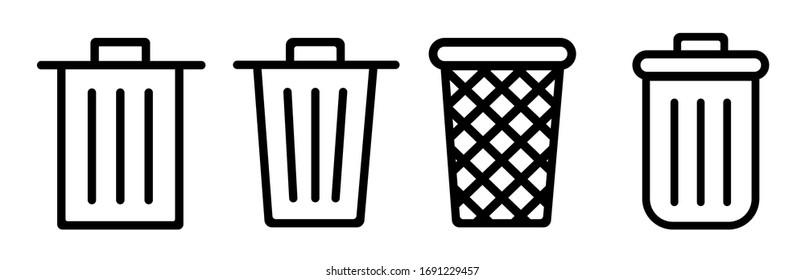 Set of trash silhouette icon. Vector illustration
