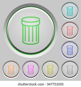 Set of trash sunk push buttons. Well-organized layer, color swatch and graphic style structure. Easy to recolor.