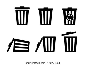 Set Of Trashcan Silhouette Icon