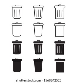 Set of trashcan silhouette icon