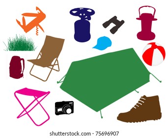 Set of a travel accessories, vector illustration