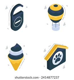 Set of Travel and Adventure Isometric Icons 

