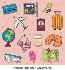 set of travel and adventure, layout