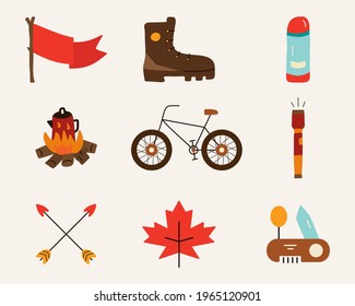 Set of travel and adventure vector boy scout elements