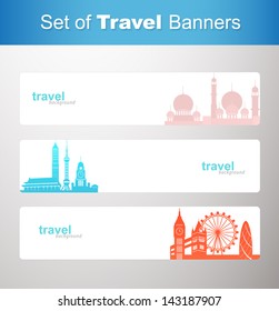 Set of travel banners including: Dubai, Shanghai & London 