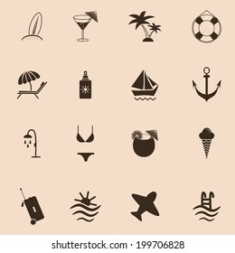 Set of travel and beach Icons, vector illustration
