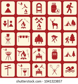 Set of travel and camping equipment icons. Vector illustration