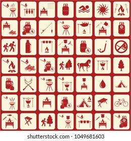 Set of travel and camping equipment icons. Vector illustration