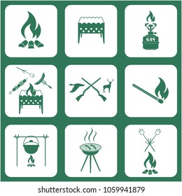 Set of travel and camping equipment icons. Vector illustration