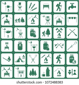 Set of travel and camping equipment icons. Vector illustration