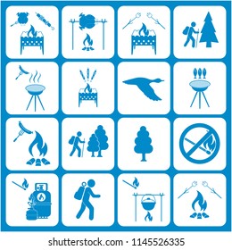 Set of travel and camping equipment icons. Vector illustration