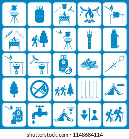 Set of travel and camping equipment icons. Vector illustration