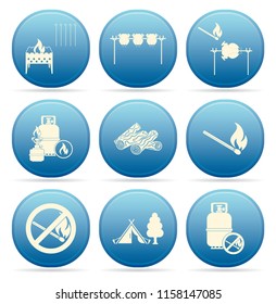 Set of travel and camping equipment icons. Vector illustration