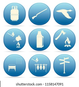 Set of travel and camping equipment icons. Vector illustration