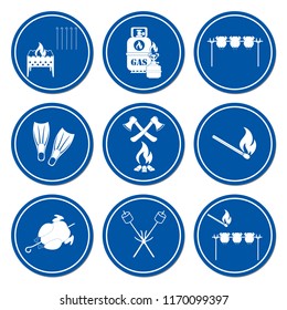 Set of travel and camping equipment icons. Vector illustration