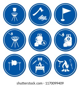 Set of travel and camping equipment icons. Vector illustration