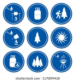 Set of travel and camping equipment icons. Vector illustration