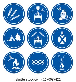 Set of travel and camping equipment icons. Vector illustration