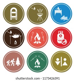 Set of travel and camping equipment icons. Vector illustration