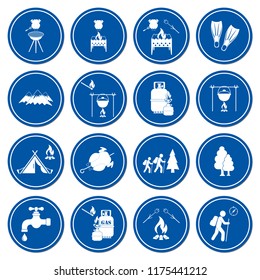 Set of travel and camping equipment icons. Vector illustration