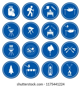 Set of travel and camping equipment icons. Vector illustration