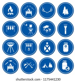 Set of travel and camping equipment icons. Vector illustration