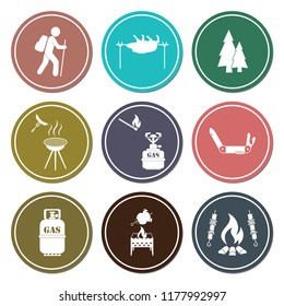 Set of travel and camping equipment icons. Vector illustration
