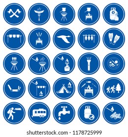 Set of travel and camping equipment icons. Vector illustration