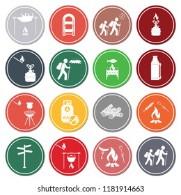 Set of travel and camping equipment icons. Vector illustration