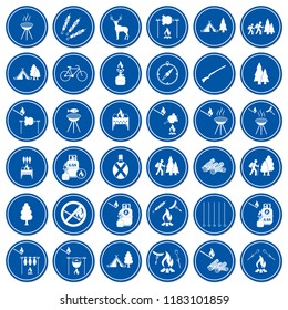 Set of travel and camping equipment icons. Vector illustration