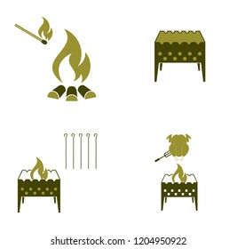 Set of travel and camping equipment icons. Vector illustration